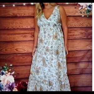 Rachel Zoe Tiered Floral Boho Sleeveless Maxi Dress Size Medium